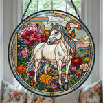 Butterfly horse stained glass suncatcher window hanging, suitable for home and garden decoration