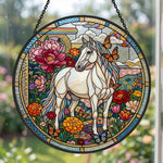 Butterfly horse stained glass suncatcher window hanging, suitable for home and garden decoration
