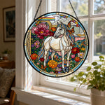 Butterfly horse stained glass suncatcher window hanging, suitable for home and garden decoration