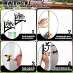 Candy cane and holly metal hanging basket bracket mounted on outdoor wall for plant decoration