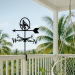 Cardinal on branch metal weather vane with directional arrows and mounting rod, outdoor roof and garden decoration