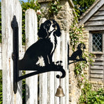 Cavalier king charles spaniel metal hanging basket bracket mounted on outdoor wall for plant decoration