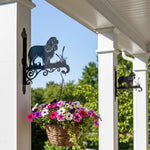 Cavalier king charles spaniel metal hanging basket bracket mounted on outdoor wall for plant decoration