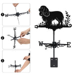Cavalier King Charles Spaniel metal weather vane with directional arrows and mounting rod, outdoor roof and garden decoration