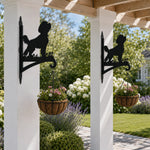 Cavapoo metal hanging basket bracket mounted on outdoor wall for plant decoration
