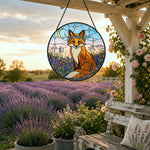 Celestial moonflower fox stained glass suncatcher window hanging, suitable for home and garden decoration