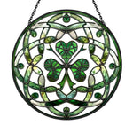 Celtic knot shamrock irish stained glass suncatcher window hanging, suitable for home and garden decoration