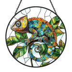 Chameleon stained glass suncatcher window hanging, suitable for home and garden decoration