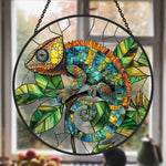 Chameleon stained glass suncatcher window hanging, suitable for home and garden decoration