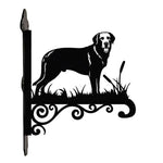 Chesapeake bay retriever metal hanging basket bracket mounted on outdoor wall for plant decoration