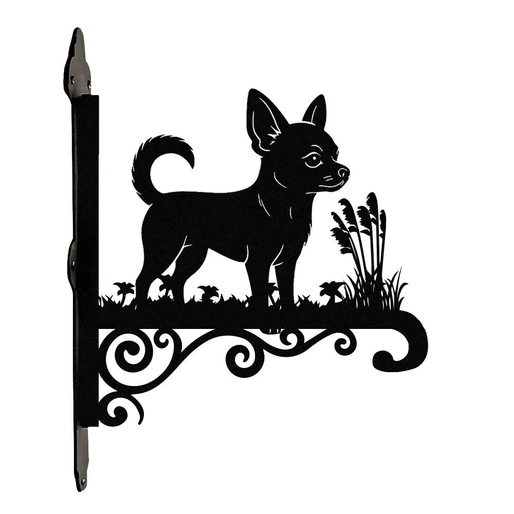 Chihuahua metal hanging basket bracket mounted on outdoor wall for plant decoration