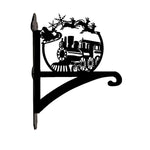 Christmas train metal hanging basket bracket mounted on outdoor wall for plant decoration