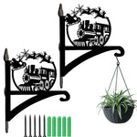 Christmas train metal hanging basket bracket mounted on outdoor wall for plant decoration