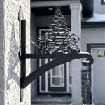 Christmas tree metal hanging basket bracket mounted on outdoor wall for plant decoration