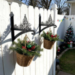 Christmas tree metal hanging basket bracket mounted on outdoor wall for plant decoration