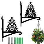 Christmas tree metal hanging basket bracket mounted on outdoor wall for plant decoration