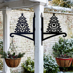 Christmas tree metal hanging basket bracket mounted on outdoor wall for plant decoration