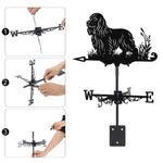 Cocker Spaniel metal weather vane with directional arrows and mounting rod, outdoor roof and garden decoration