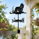 Cocker Spaniel metal weather vane with directional arrows and mounting rod, outdoor roof and garden decoration