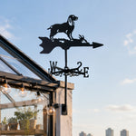 Cocker Spaniel metal weather vane with directional arrows and mounting rod, outdoor roof and garden decoration