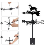 Cocker Spaniel metal weather vane with directional arrows and mounting rod, outdoor roof and garden decoration