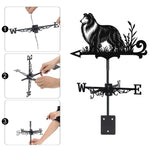 Collie metal weather vane with directional arrows and mounting rod, outdoor roof and garden decoration