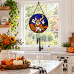 Corgi Halloween stained glass suncatcher window hanging, suitable for home and garden decoration