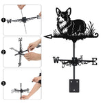 Corgi metal weather vane with directional arrows and mounting rod, outdoor roof and garden decoration