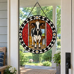 Cow stained glass suncatcher window hanging, suitable for home and garden decoration