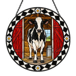 Cow stained glass suncatcher window hanging, suitable for home and garden decoration