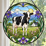 Cow stained glass suncatcher window hanging, suitable for home and garden decoration