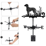Dalmatian metal weather vane with directional arrows and mounting rod, outdoor roof and garden decoration