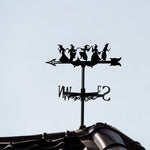 Dancing witches metal weather vane with directional arrows and mounting rod, outdoor roof and garden decoration