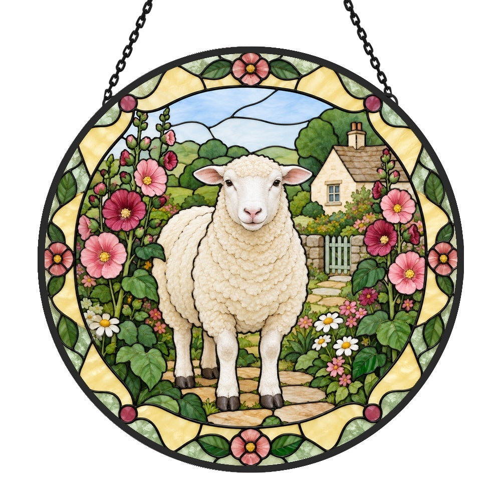 Dorset sheep stained glass suncatcher window hanging, suitable for home and garden decoration