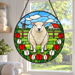Dorset sheep stained glass suncatcher window hanging, suitable for home and garden decoration
