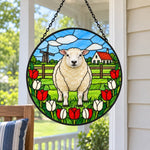 Dorset sheep stained glass suncatcher window hanging, suitable for home and garden decoration