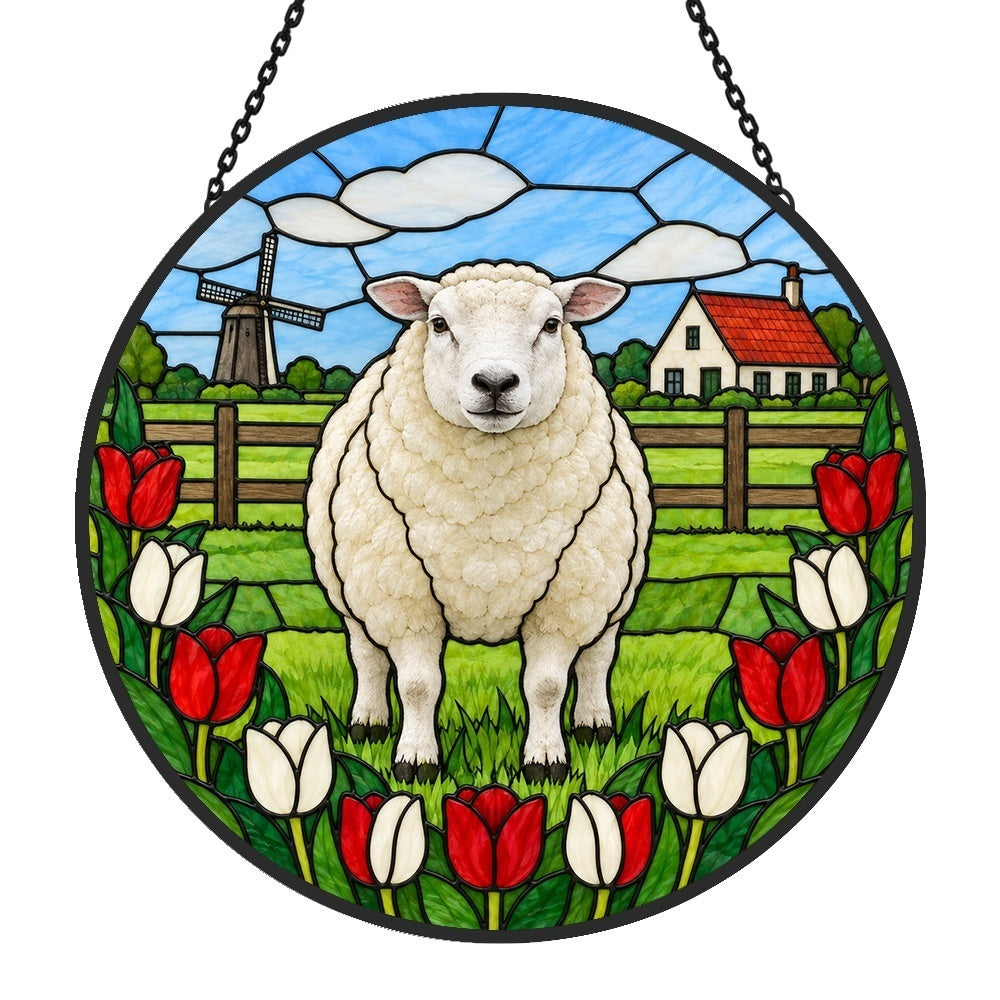 Dorset sheep stained glass suncatcher window hanging, suitable for home and garden decoration