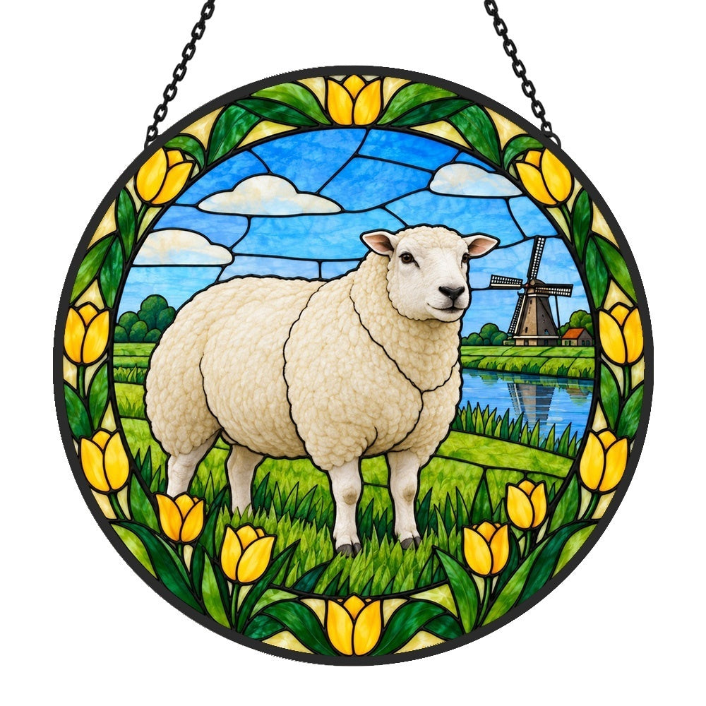 Dorset sheep stained glass suncatcher window hanging, suitable for home and garden decoration