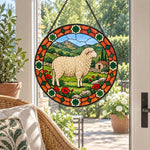 Dorset sheep stained glass suncatcher window hanging, suitable for home and garden decoration