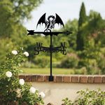 Dragon metal weather vane with directional arrows and mounting rod, outdoor roof and garden decoration