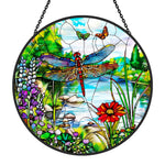 Dragonfly garden stained glass suncatcher window hanging, suitable for home and garden decoration