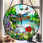 Dragonfly garden stained glass suncatcher window hanging, suitable for home and garden decoration