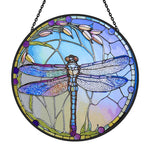 Dragonfly stained glass suncatcher window hanging, suitable for home and garden decoration