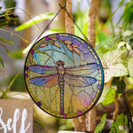 Dragonfly stained glass suncatcher window hanging, suitable for home and garden decoration