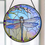Dragonfly stained glass suncatcher window hanging, suitable for home and garden decoration