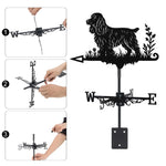 English Cocker Spaniel metal weather vane with directional arrows and mounting rod, outdoor roof and garden decoration