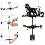 English Cocker Spaniel metal weather vane with directional arrows and mounting rod, outdoor roof and garden decoration