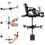 English Setter metal weather vane with directional arrows and mounting rod, outdoor roof and garden decoration