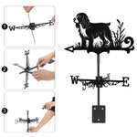 English Springer Spaniel metal weather vane with directional arrows and mounting rod, outdoor roof and garden decoration