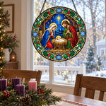 Eve in bethlehem christmas stained glass suncatcher window hanging, suitable for home and garden decoration